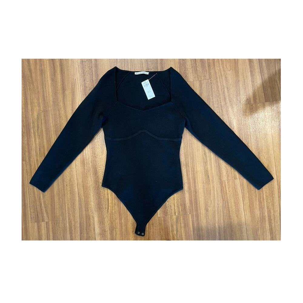 Abercrombie & Fitch Women's Black Long Sleeve Bodysuit Size Large